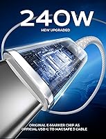 Vista 4 de LISEN Cable USB C a USB C de 240 W de carga rápida, cables de seguridad para computadora tipo C, cable de carga rápida tipo C para iPhone 17 16