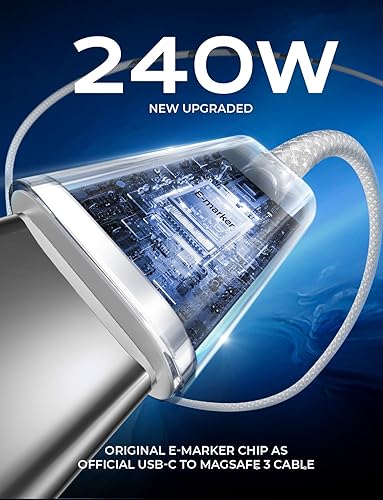 Miniatura 10 de LISEN Cable de carga USB C a USB C de 240 W para iPhone 15MacBook ProAir 3.3 pies2 unidades, cable de carga rápida USBC a USBC para iPhone