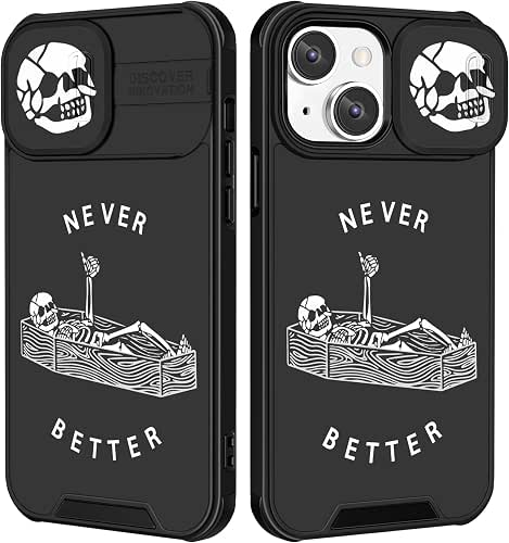 (2in1 for iPhone 15 Case Skull Skeleton Women Boys Goth