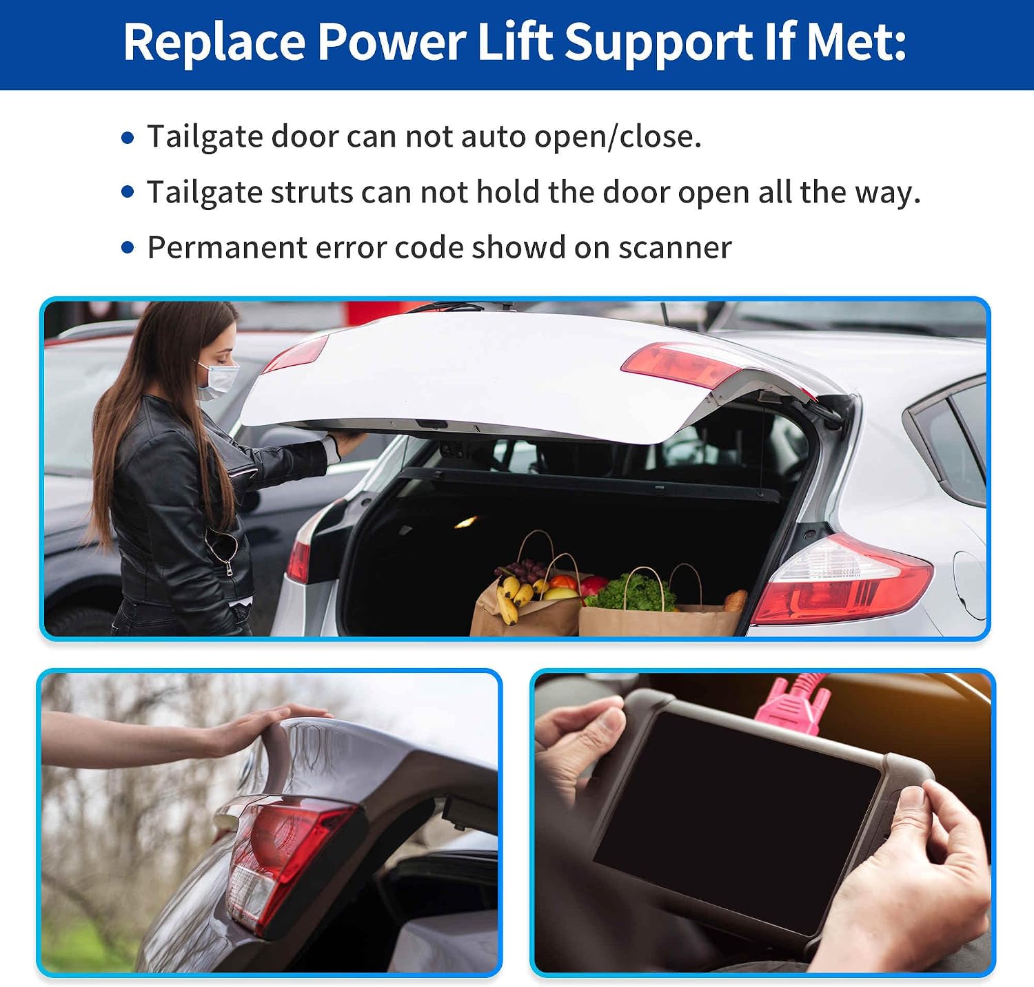 Rear Left Right Tailgate Power Lift Support for Hyundai Santa Fe 2019 2020 Rear Liftgate Power Hatch Shock Strut No.81831S1100/81841S1100 Electric Trunk Power Liftgate 1 Pc