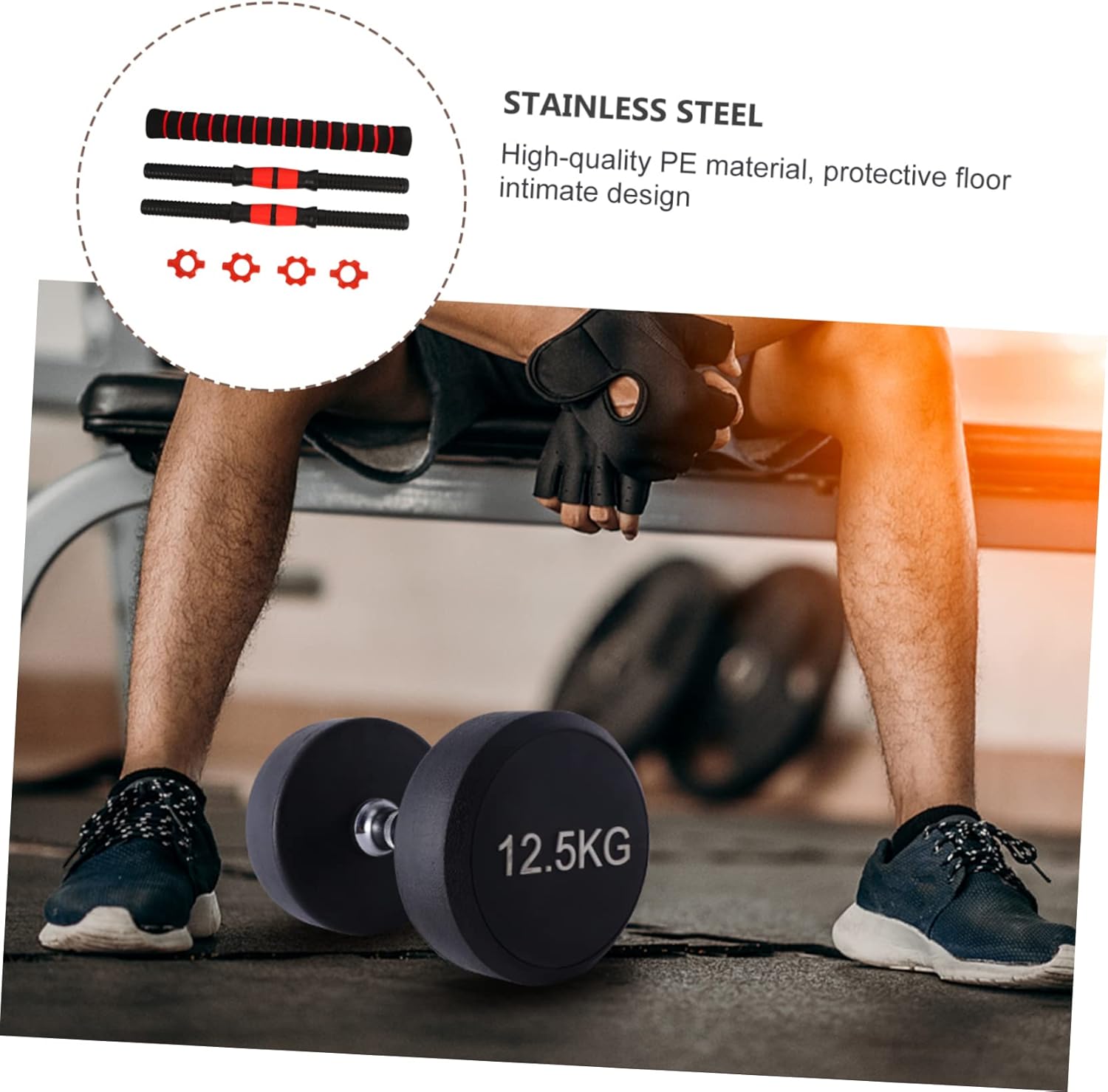1Set Dumbbell Straight Bar with Slip Grip Dumbbell Handles for Weightlifting Accessories for Home