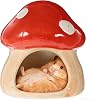 Ceramic House for Hamsters Unique Hamster House Ceramic Hamster Hiding Place Ceramic Mushroom Shaped Hamster House and Habitats for Gerbils Mice Chinchillas Hamster Hideout (Small)