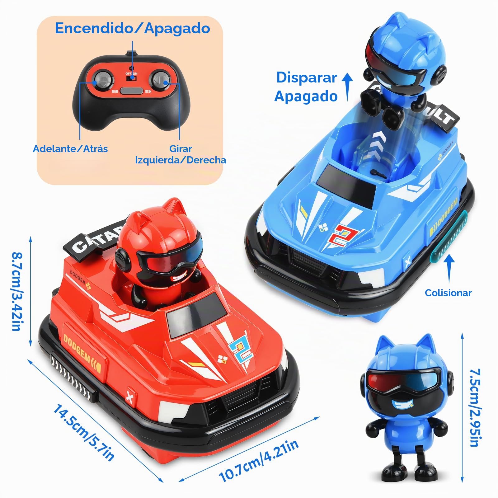 2 Piezas Coche de Parachoques con Control Remoto, Coche Teledirigido para Niños, Coche de Juguete de Colisión, Coche de Choque de Muñeca de Eyección, Coches de Choque de Batalla Teledirigidos