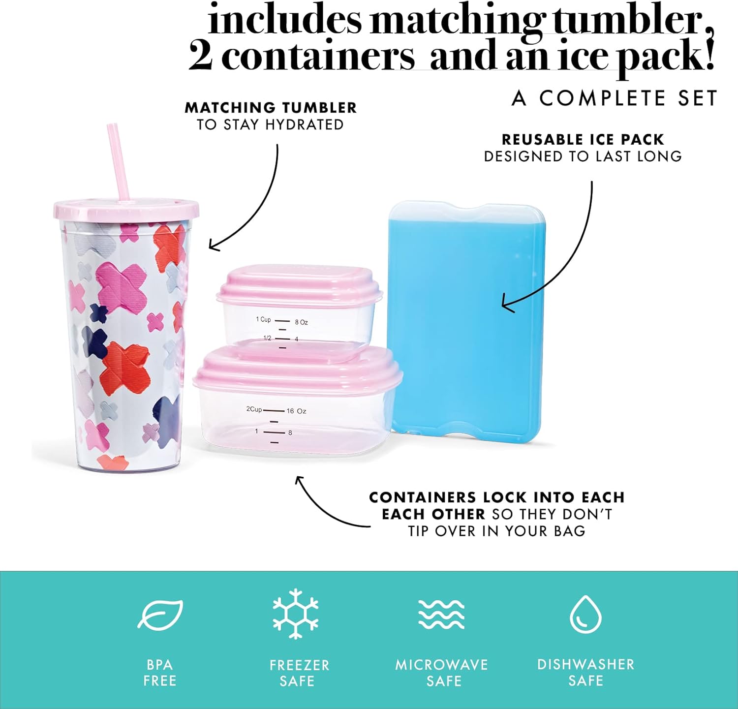 Fit & Fresh Lunch Bag For Women, Insulated Womens Lunch Bag For Work, Leakproof & Stain-Resistant Large Lunch Box For Women With Containers, Tumbler and Ice Pack, Zipper Closure Wichita Bag X Spot - Image 4