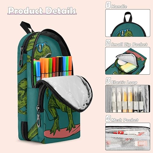 Miniatura 4 de Estuche para lápices de pingüino de gran capacidad con compartimento, organizador de papelería con forma de mochila escolar para estudiantes,