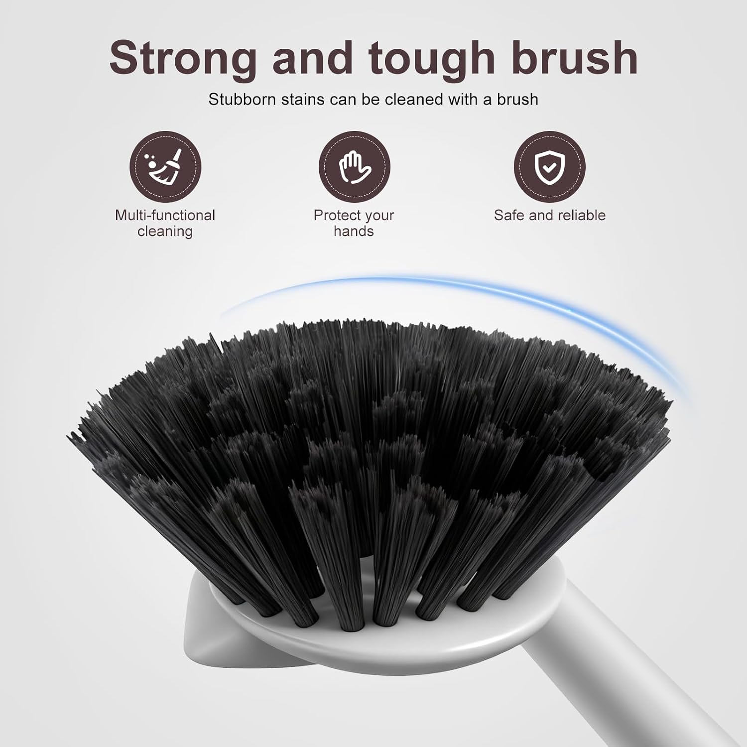 Dish Brush, 2 Pack with Comfortable Handle, with Built-in Scraper, Scrub Brush with Medium Firm bristles for Cleaning Dishes, Sink, Pots (Brown)