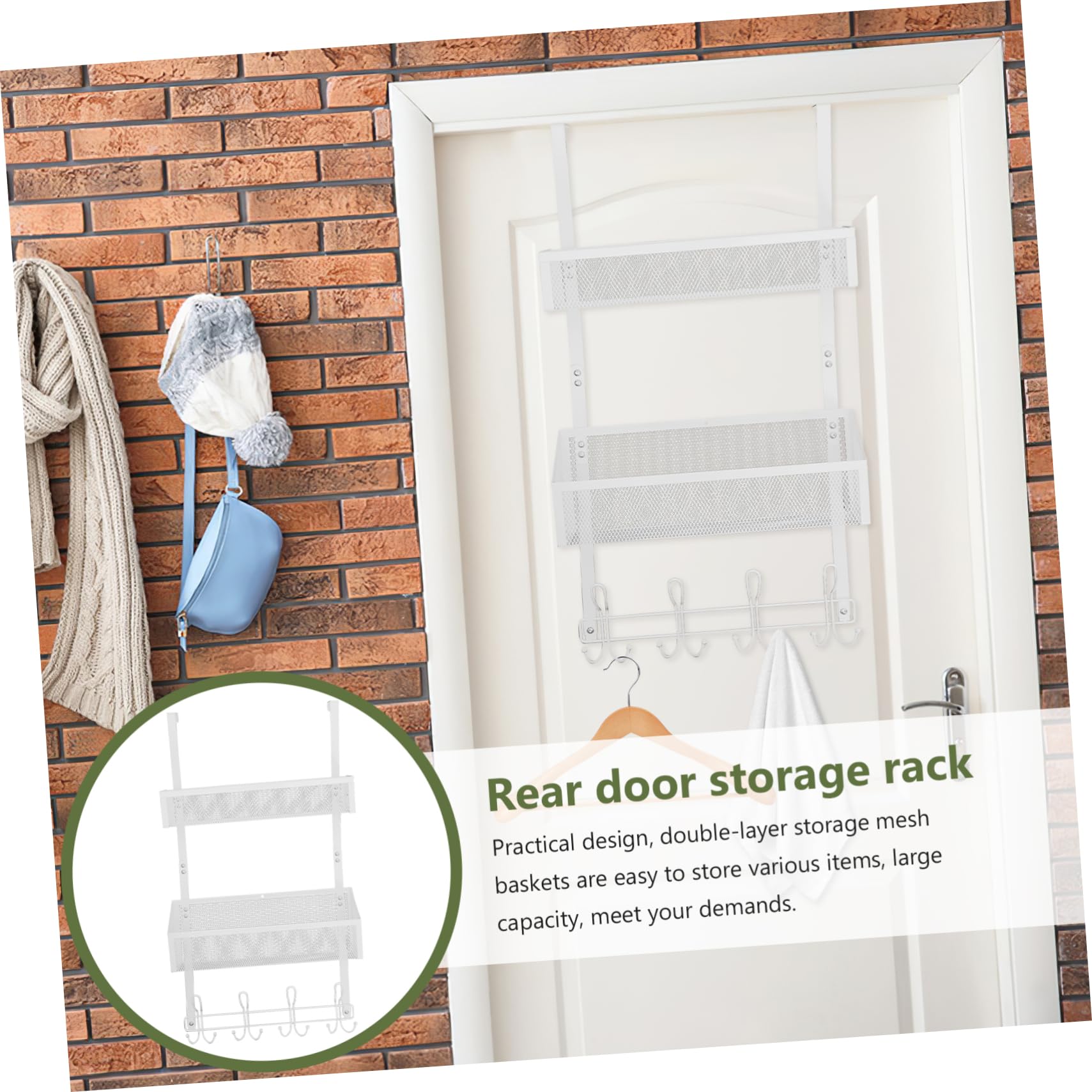 Ciieeo Mesh Over Door Storage Basket Back of Door Rack Hooks Large Capacity Easy to Use Bedroom Living Room Bathroom