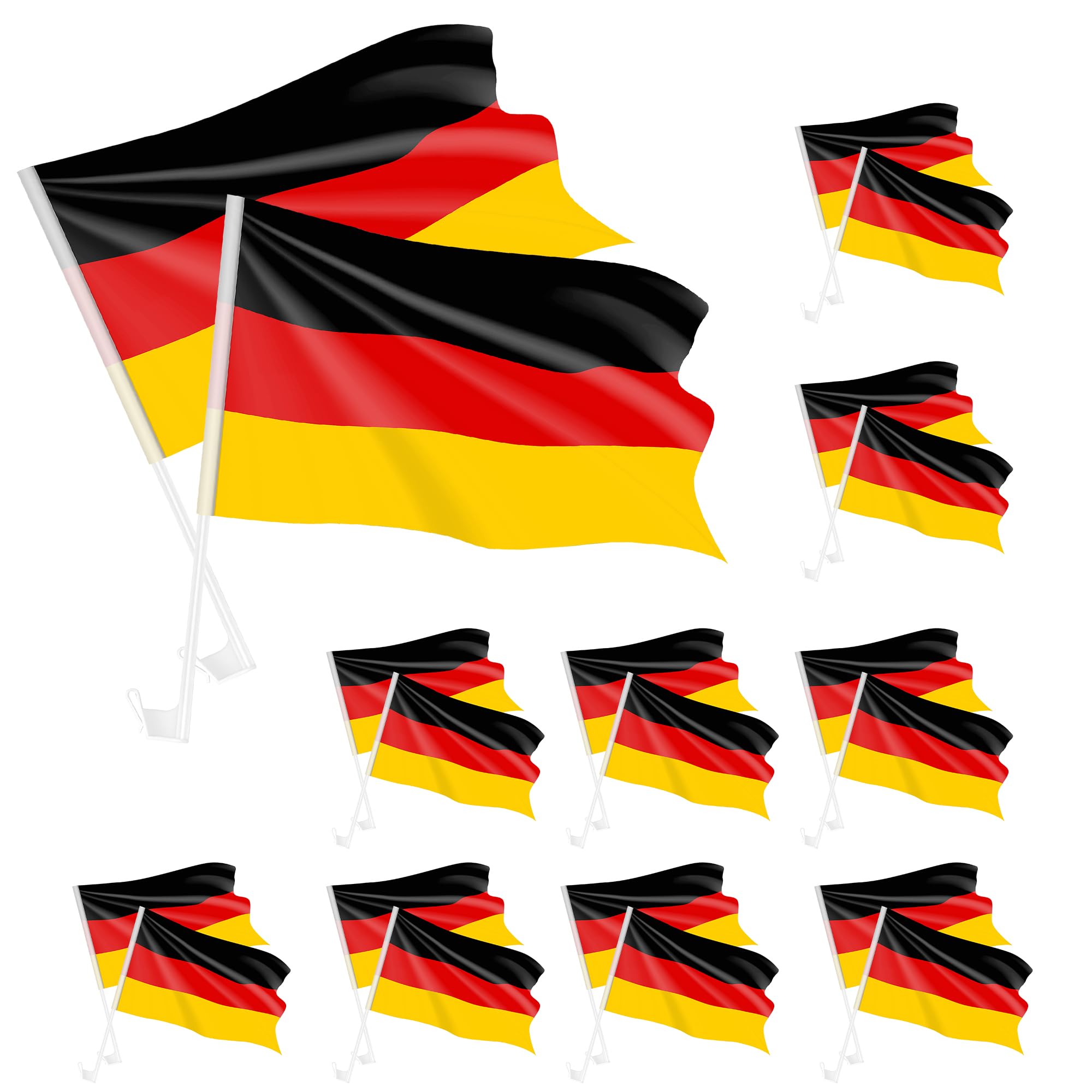 Taffstyle Autofahne Deutschland 20 Stück 10 Paar Auto Flagge Set Fensterfahne Autoflagge WM Fanartikel Fußball Weltmeisterschaft 2026 Autokorso Fahne Auto Fenster Flaggen Set 45cm x 30 cm