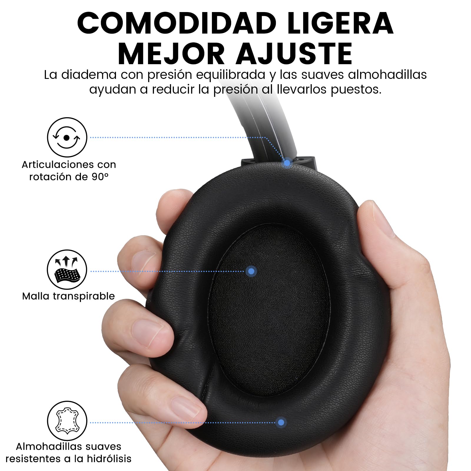 1Mii Y8+ Cascos Inalámbricos Bluetooth Cancelación Ruido Diadema, Negro | ANC Híbrida, Sonido LDAC Hi-Res con Graves Potentes, 100 h de reproducción, BT 6.0, Cómodos, EQ personalizable con App