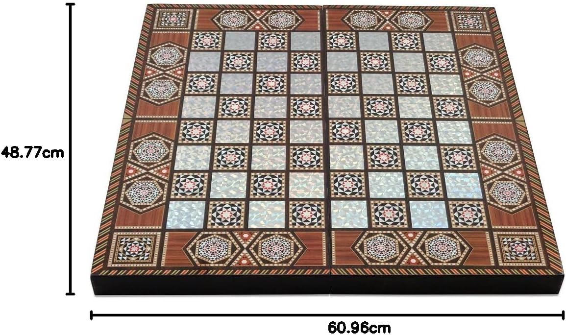 Star Turkish Classic Backgammon Board Game - 19 inches, Magnetic Closing Mechanism, Folding Board, Strategic Game, Family and Friend Fun, Portable Travel Set, Solid Wood Case, Scratch Resistance