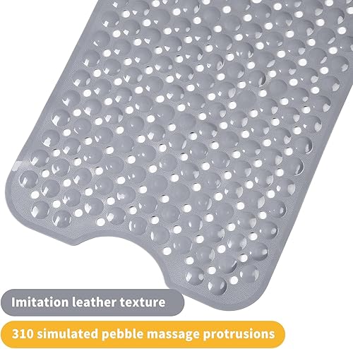Miniatura 9 de Tapete de baño antideslizante y largo, tapete de ducha, innovadoras ventosas de masaje de burbujas 310, lavable a máquina, 40 x 16 pulgadas, (blanco)