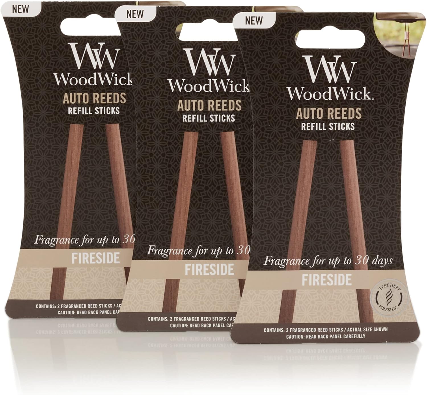 WoodWick Fireside Auto Reed Refills, 3Pack Automotive