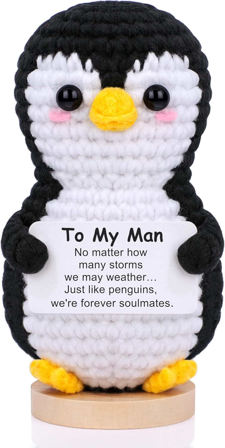JoycuFF Graduation Gifts, Mini Graduation Positive Crochet Penguin | 2026 College Master Graduation Gifts for Women Men Friend Daughter, Emotional Cute Penguin Present