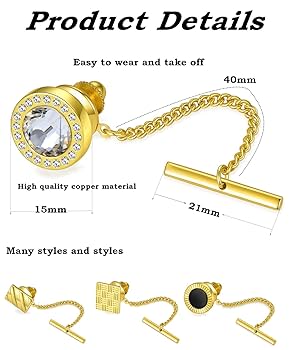 Amazon.co.jp: Ofeiyaa 9個 ネクタイピン 男性用 チェーン