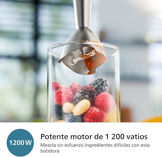 Philips 5000 Serie Batidora de Mano, Potente Motor de 1200 W, Tecnología ProMix + SpeedTouch, Botón de un Toque, Protector contra Salpicaduras, Negro (HR2681/00)