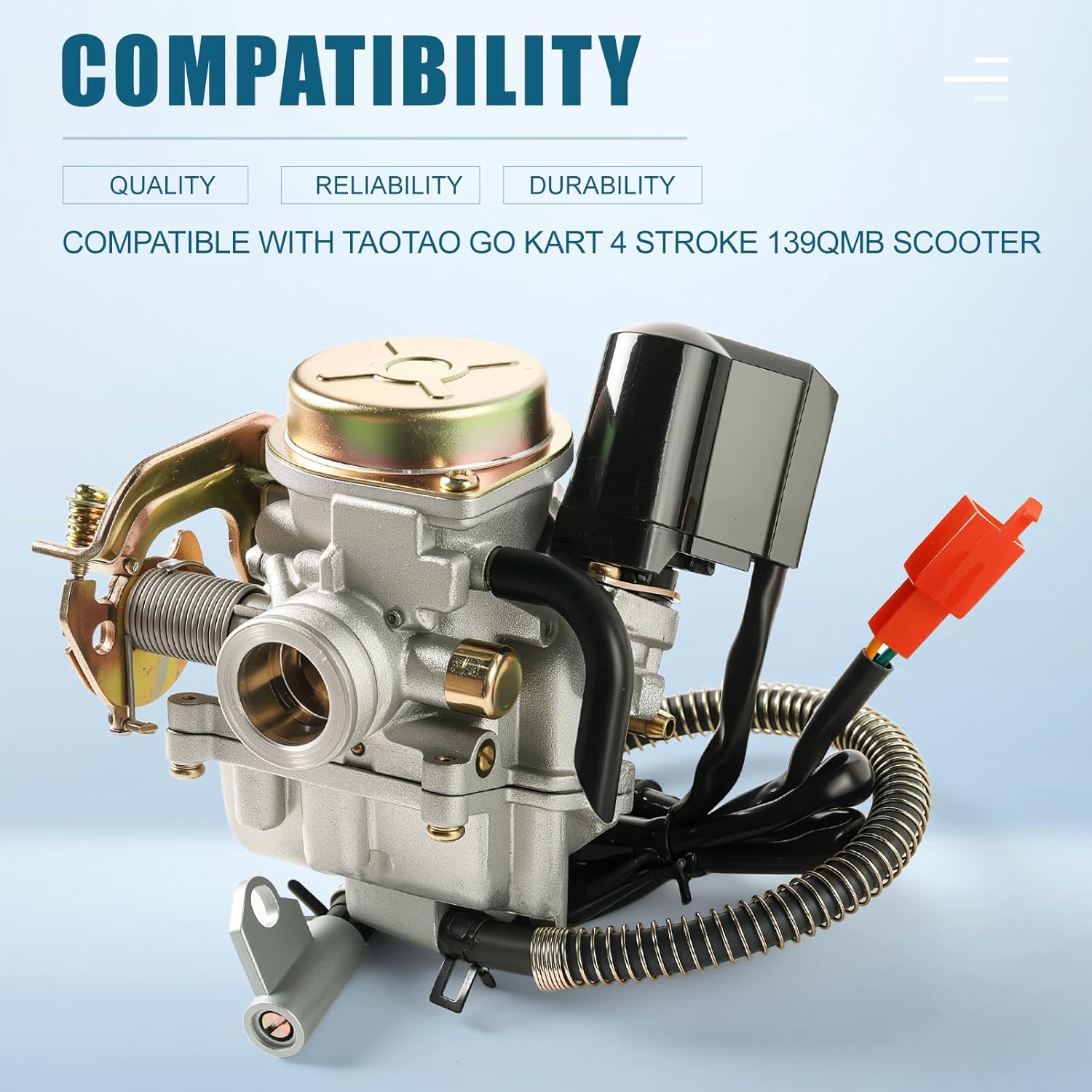 GY6 49CC 50CC Carburetor Compatible with Taotao Go Kart 4 Stroke 139QMB Scooter Moped PD18J Carb Engine with Intake Manifold