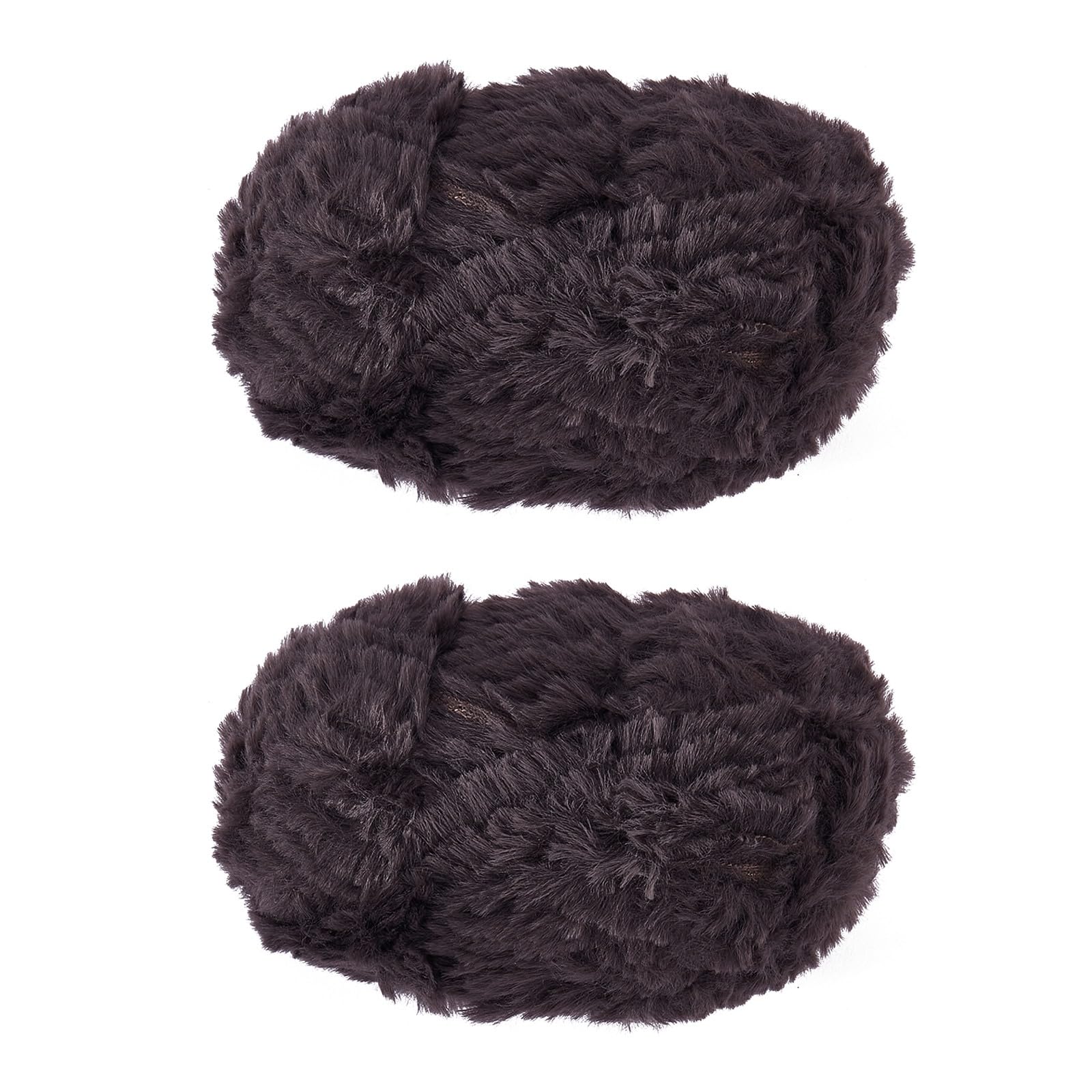 BEEFLYING 2 Roll Super Soft Fur Chunky Fluffy Faux Fur Yarn for Crochet Knit Blanket Rug Clothes - 2×30m(2×32.8yds,51g×2)-Gray