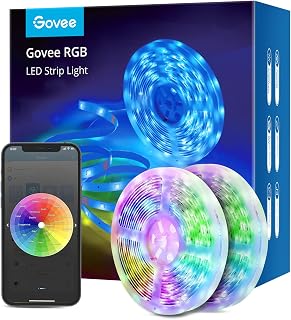 Govee 65.6ft Smart WiFi LED Strip Lights, Alexa & Google Home Compatible, Music Sync DIY RGB for Bedroom Home Decor - 2x32.8ft Rolls
