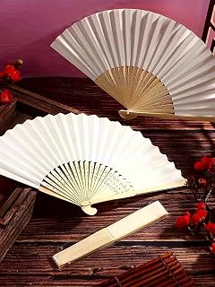 2Pc/Set Elegant White Folding Fans with Thank You Card and Gift Bag, Bridesmaid Gifts, Party Favors, Wedding Decorations, Party Events Supplies and Summer Daily Accessories
