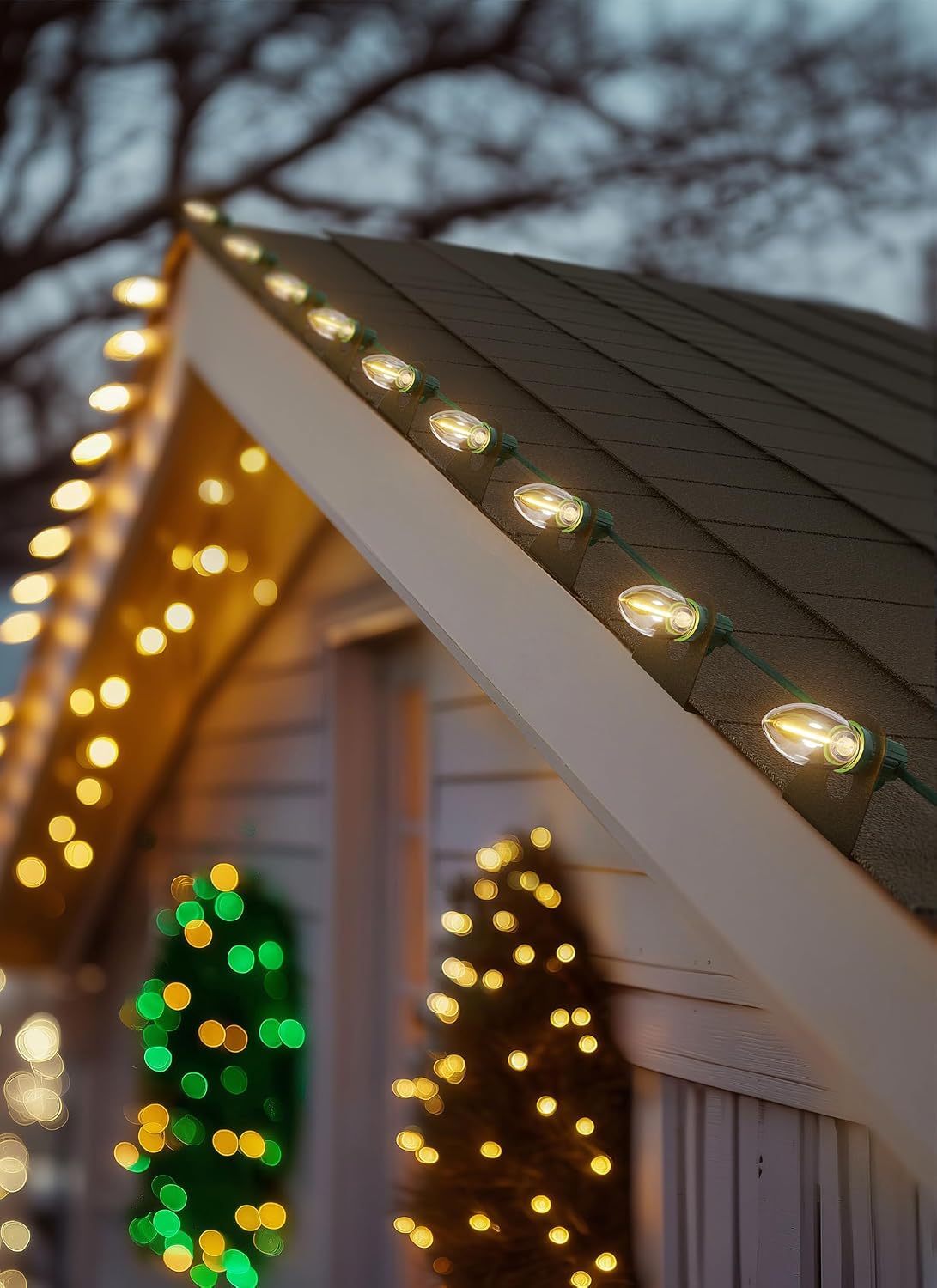 Christmas Light Clips, 100 Pack Gutter Clips for C7 C9 String Lights, Black