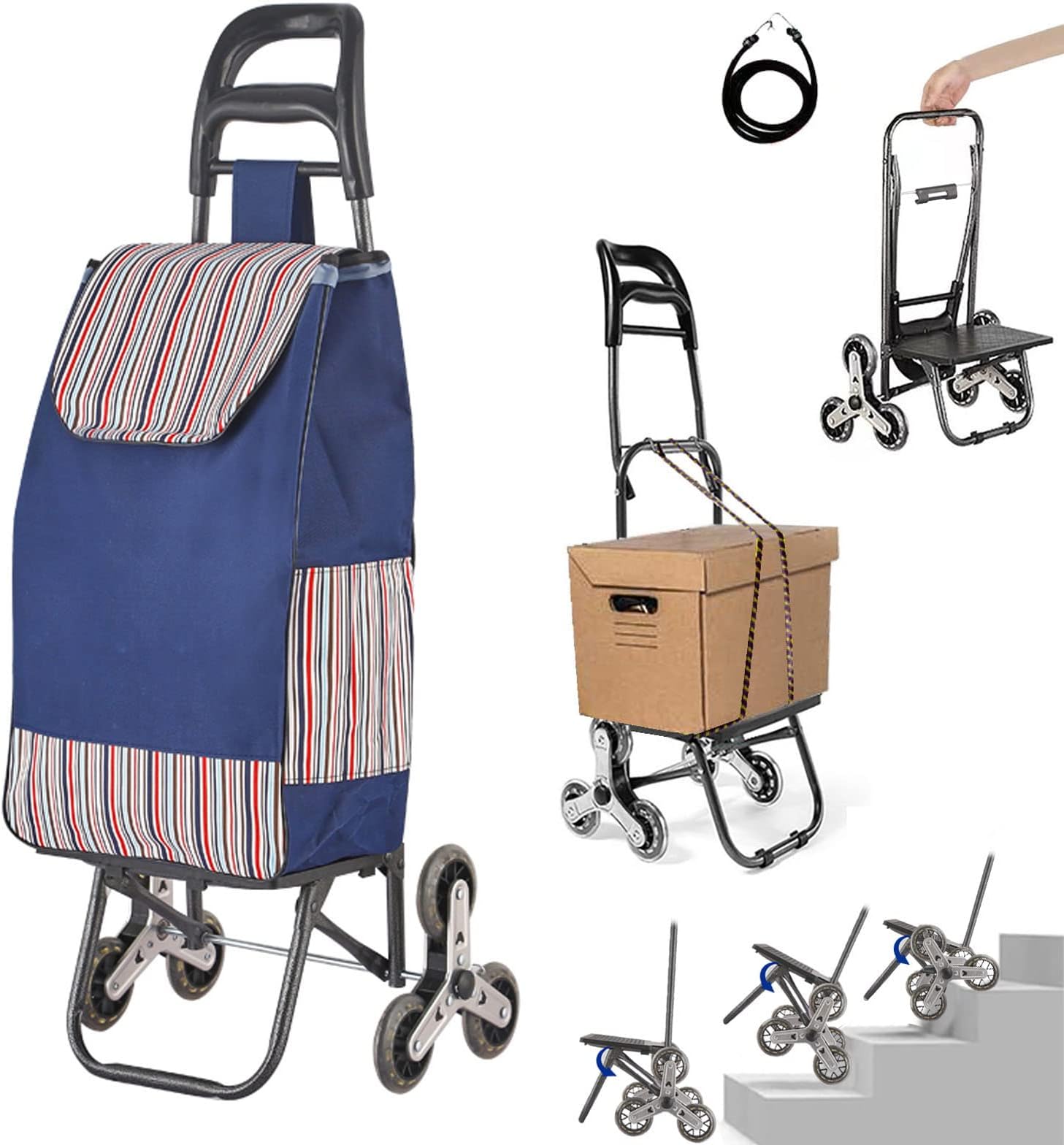 Chariot De Courses à 6 Roulettes Et Sac Amovible, Portable Et Léger