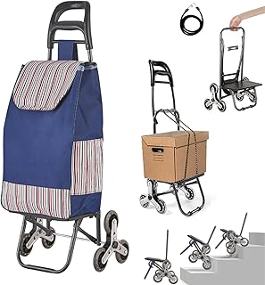 Tlingsd Folding Shopping Cart with Wheels,Stair Climber Shopping Trolley Cart,Grocery Utility Cart with Detachable Waterproof Canvas Bag, Portable Grocery Cart for Easy Storage…