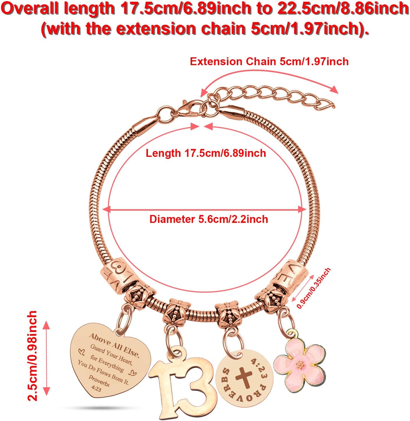 DlaeKua 15th 13th 16th Birthday Gifts for Girl Stainless Steel Bracelet for Women Daughter Granddaughter Niece Sisters 15th Birthday Gift Bracelets Inspirational Gifts Bible Verse 15 13 16 Years Old - Image 4