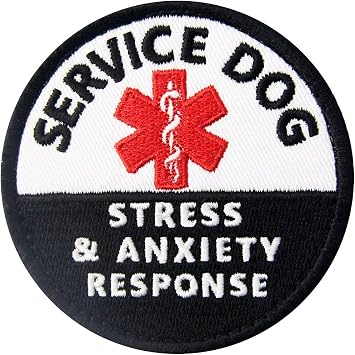 EMS Stress & Anxiety Response Service Dog Patch, Embroidered Emblem Hook & Loop Morale Patch for Dog Vests Gear Collar