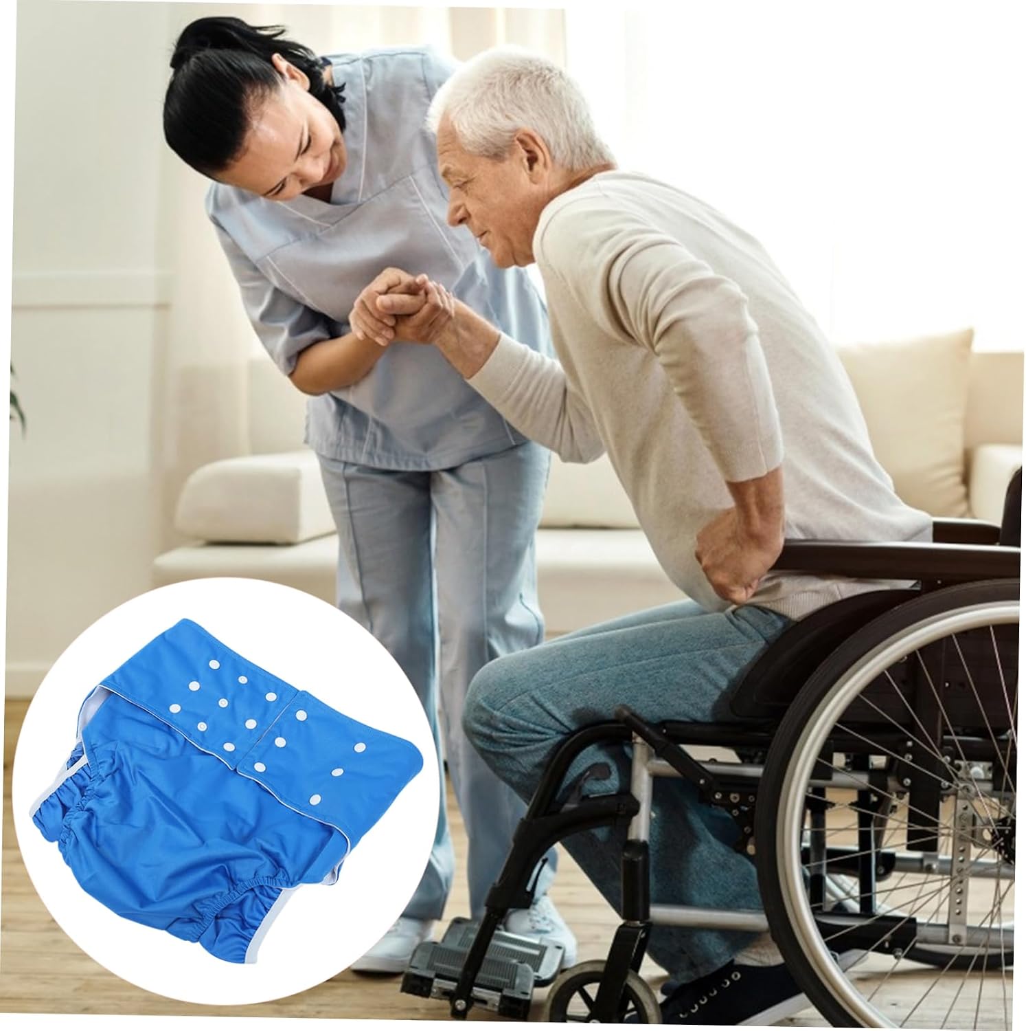 COLLBATH 1pc Breathable Adult Nappy Washable Cloth Diaper for Elderly High Absorbency Lightweight Design for Incontinence Care