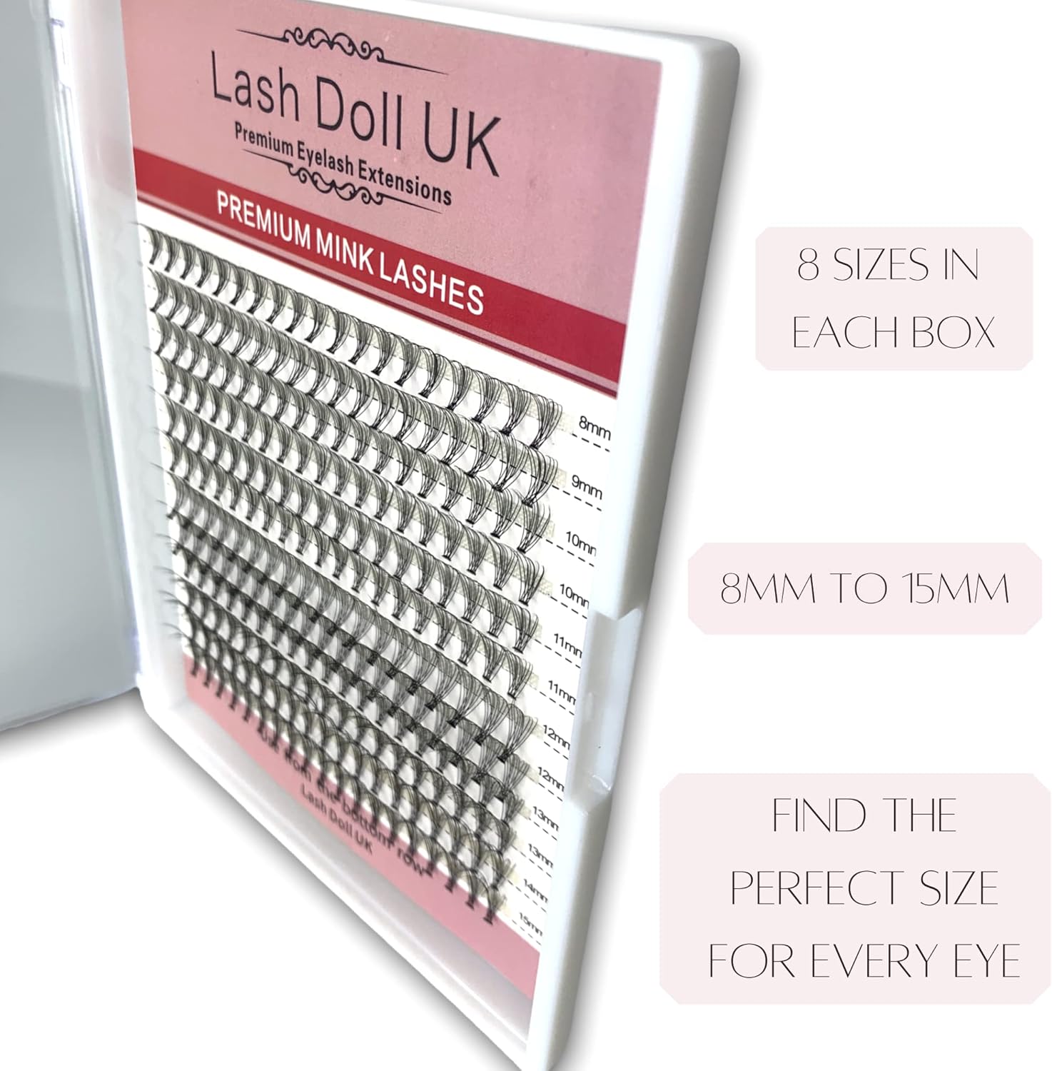 10D Premade Individual Cluster UK DIY Lash Extensions, 260 pcs, Lash Clusters 8-16mm, D Curl, Includes Spoolie Brush - Image 5