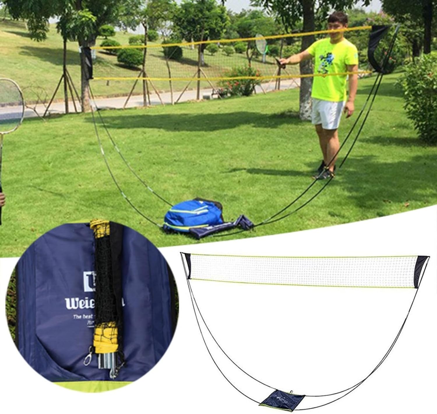 Portable Badminton Net with Stand Carry Bag,Folding