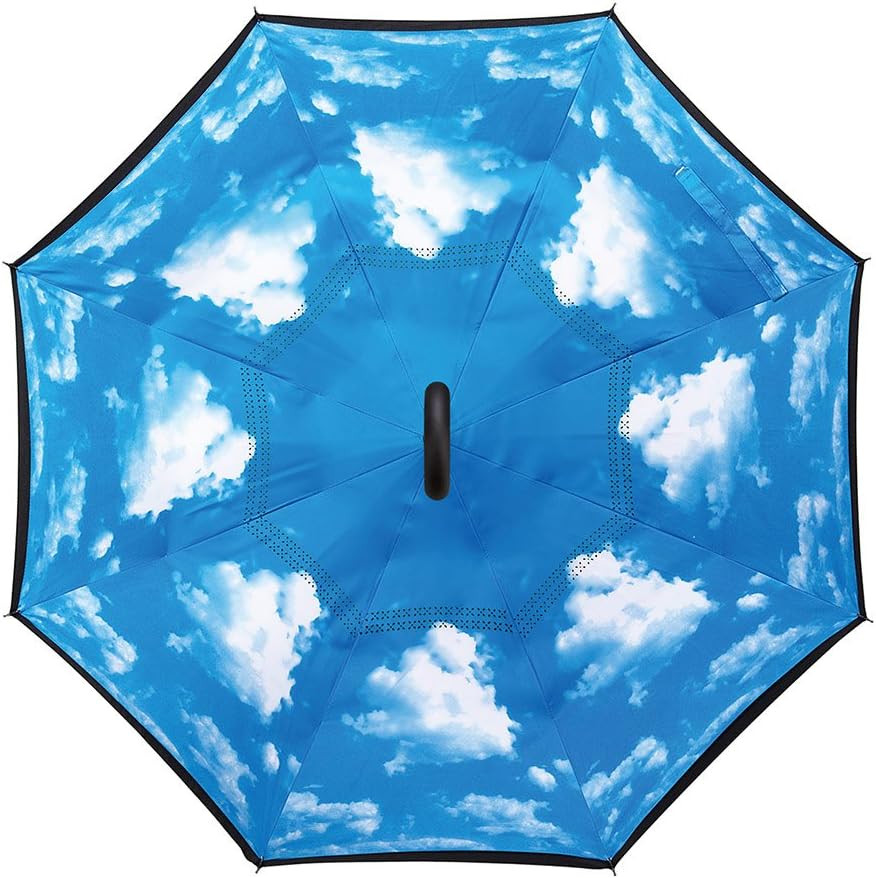 Amagoing Car Inverted Umbrella Double Layer Windproof Reverse Umbrella for Rain Sun