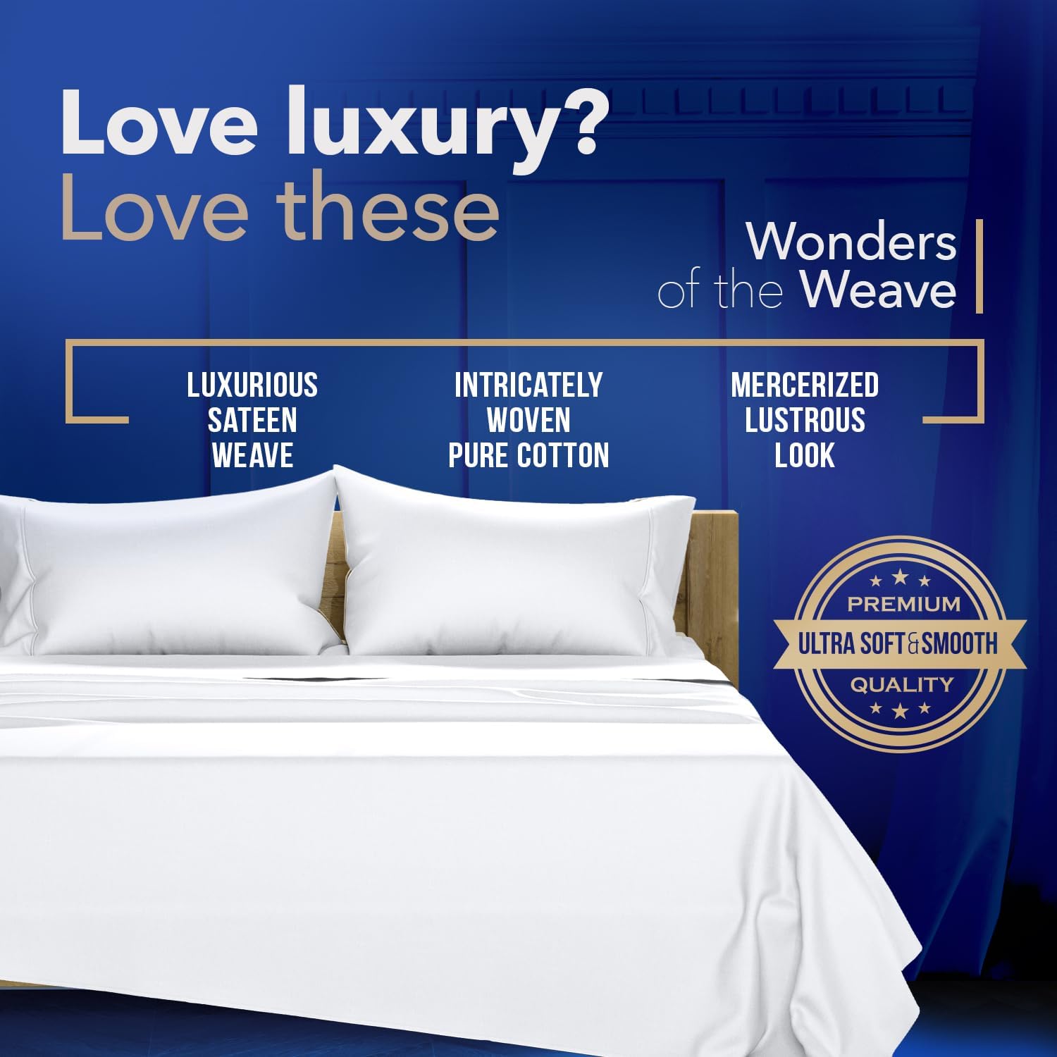 TEXAS LINEN CO. 100% Egyptian Cotton King Size Sheet Set - Luxury 1000 Series Bed Sheets King Size (4 PC, White), Silky Soft, Cooling, 16" Deep Pocket Extra Long Staple Hotel Collection Sheets - Image 3