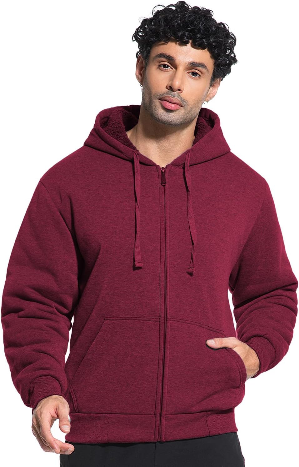 Heavyweight Sherpa Hoodies for Men，Winter Jackets Warm Coats Sweatshirt Hoodies For Men Zip Up - Image 2