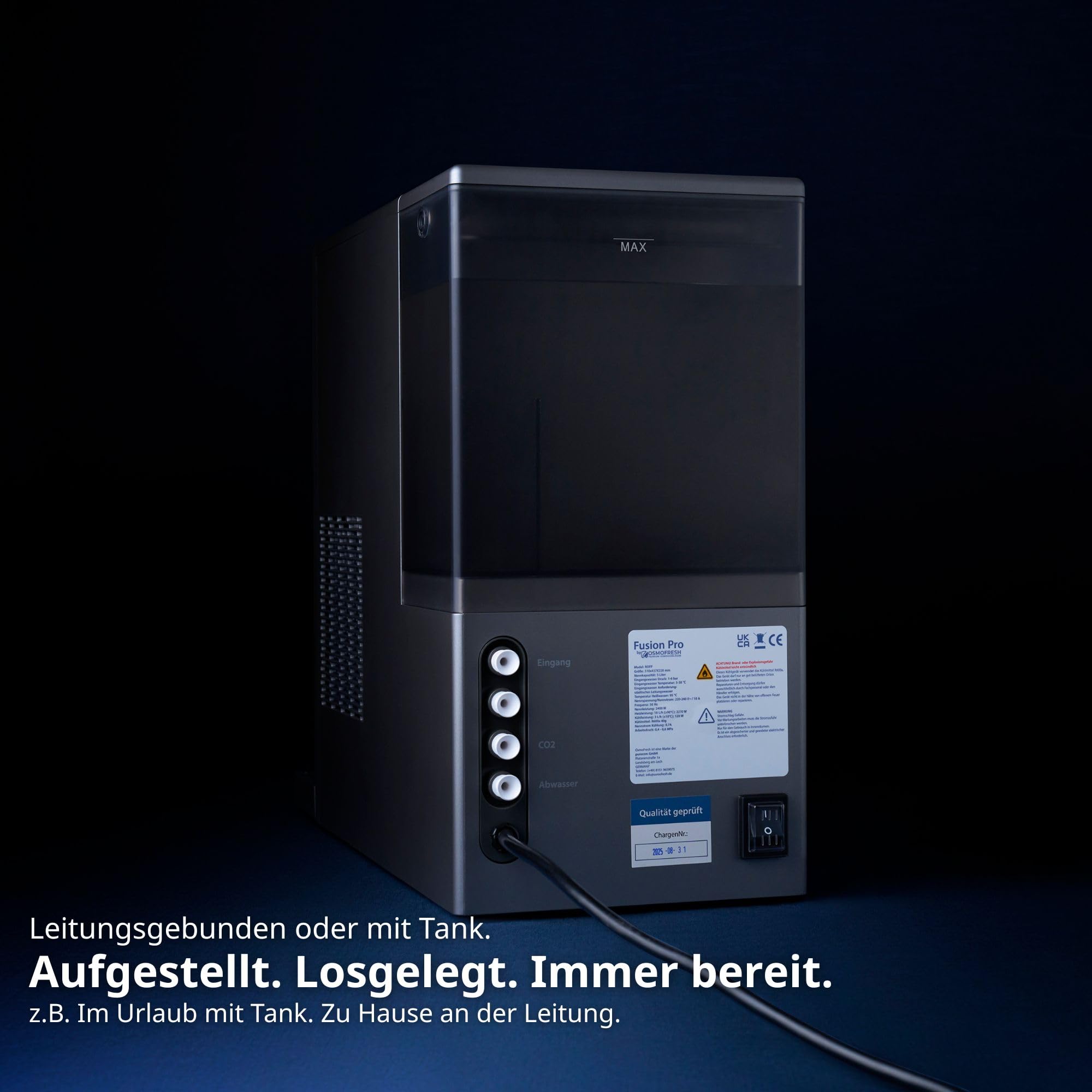 OsmoFresh Fusion Pro Auftisch Osmoseanlage mit 7x Filterung, Mineralisierung, 3-fach UV-C, Festwasseranschluss