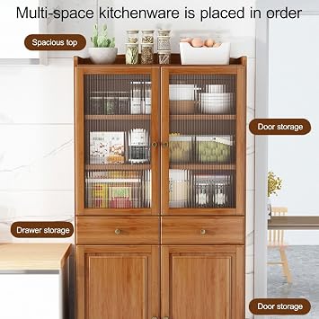 Kitchen Rack, Large Range Compatible, Itype Kitchen Storage, Side Board Holder, Cabinet with Drawer, Space Saving Kitchen Storage, Slim, Compact, Living Alone Yellow