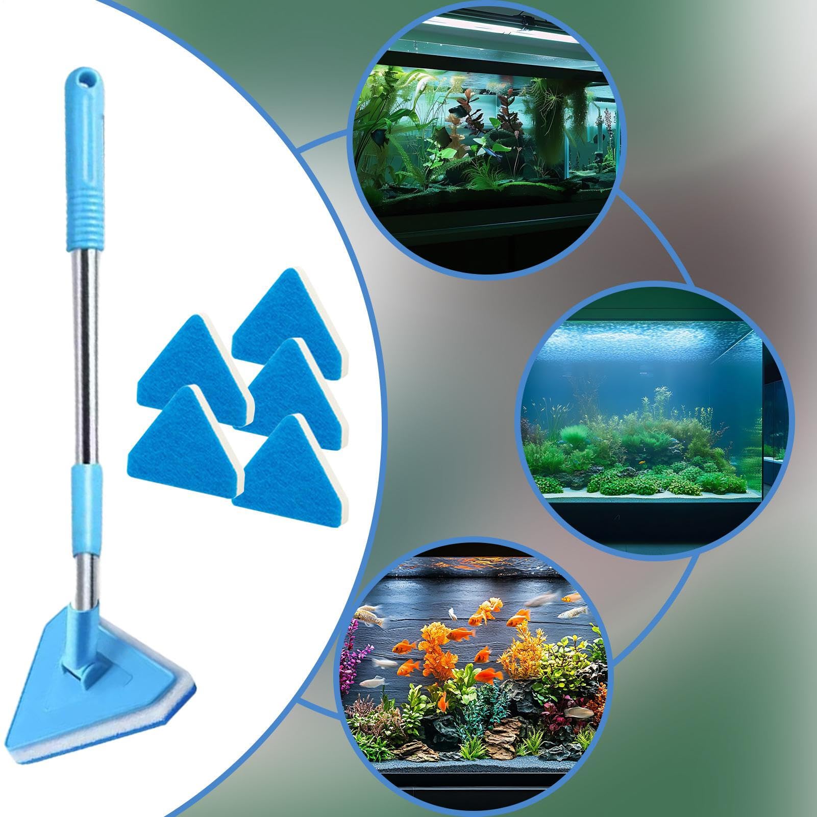 Aquarium Scheibenreiniger - Aquarium Bürste Mit Langem Stiel - & Schaber Set Zur Reinigung Von Aquarien, Teichen & Terrarien