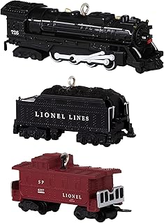 Hallmark Keepsake Miniature Plastic Christmas Ornament 2022, Lionel 2129WS Freight, Mini Set of 3