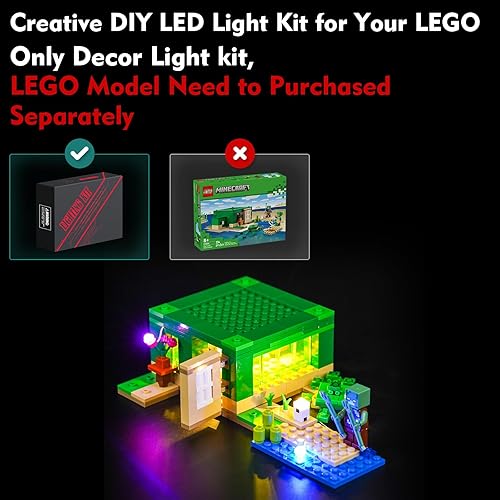 Miniatura 5 de VONADO Kit de luces LED para Lego Minecraft The Turtle Beach House 21254 (solo luces, sin modelos) Juego de iluminación creativa Accesorios