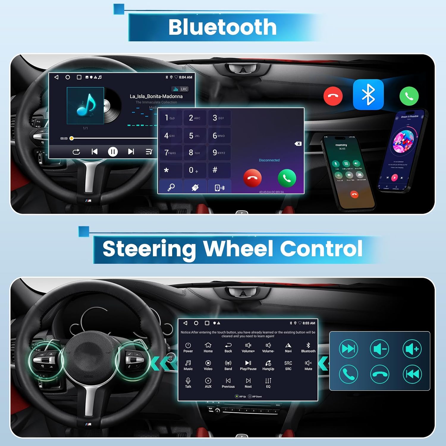 2G+64G for Toyota RAV4 Radio 2007 2008 2009 2010 2011 2012, 10 inch Touch Screen Toyota RAV4 Android Car Stereo with Carplay/Android Auto/EQ Audio/SWC/Bluetooth