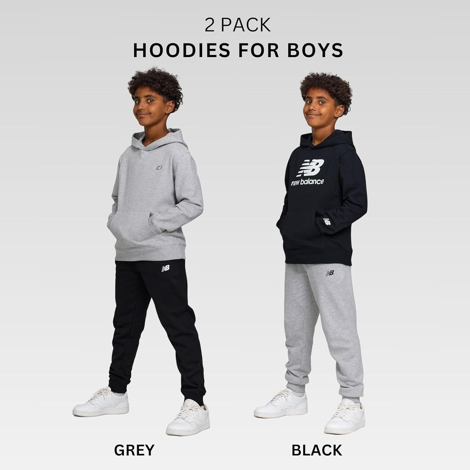 New Balance Boys Hoodie 2-Pack – Premium Comfy Cotton Blended Fleece Pullover Hoodies for Kids, Soft Boys Sweatshirts - Image 2