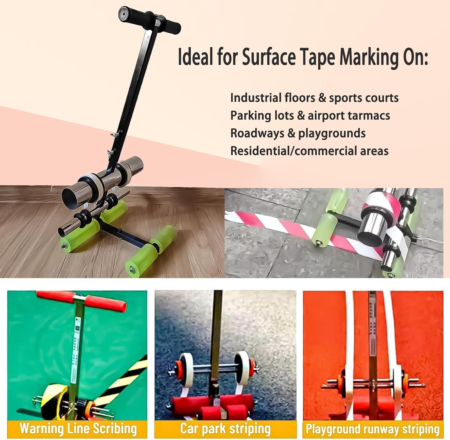 Basketball Court Line Marking Machine - Playing Field Line Striping Machines, Tape Line Marking Tool, Adjustable Width-for Driveway, Asphalt Or Concrete, Basketball Courts