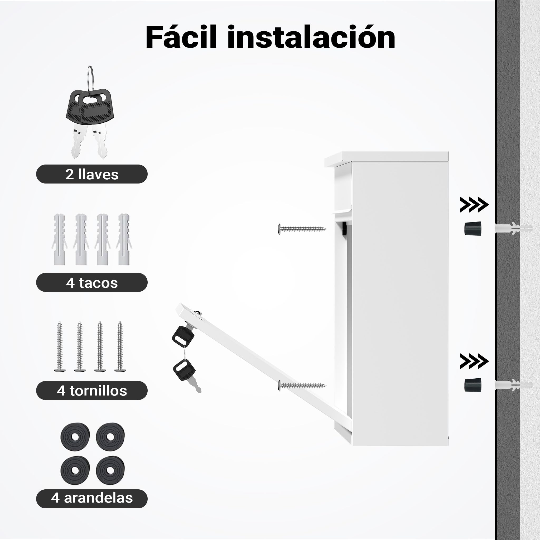 Wiltec Buzón V13 de Pared Blanco en Acero galvanizado Correo Postal Decorativo