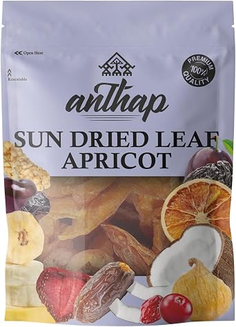 Anthap Sun Dried Leaf Apricot, Sun-Dried, Chewy Texture, Rich in Fiber & Antioxidants, Strong Flavour, Rich in Potassium, 250g