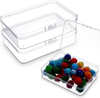 Matwsec 2 Pcs Small Plastic Containers with Lids, Clear Rectangular Plastic Box, Small Boxes for Storage Mini Items, Beads, Jewelry, Cards, Game Pieces, Crafts Accessories (4.13 X 2.95 X 0.98 in)