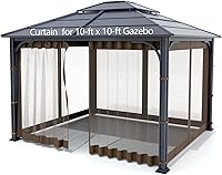 Vista 3 de Wonwon - Mosquitera universal de repuesto para kiosco, 4 paneles de pared con cremallera para kiosco de 10 x 10 pies (solo mosquitera) (marrón)