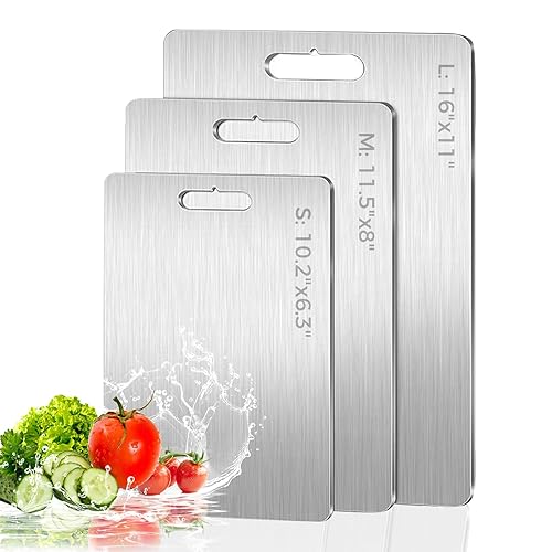 3 Pack Stainless Steel Cutting Board, Upgraded Food-Grade Cutting Boards