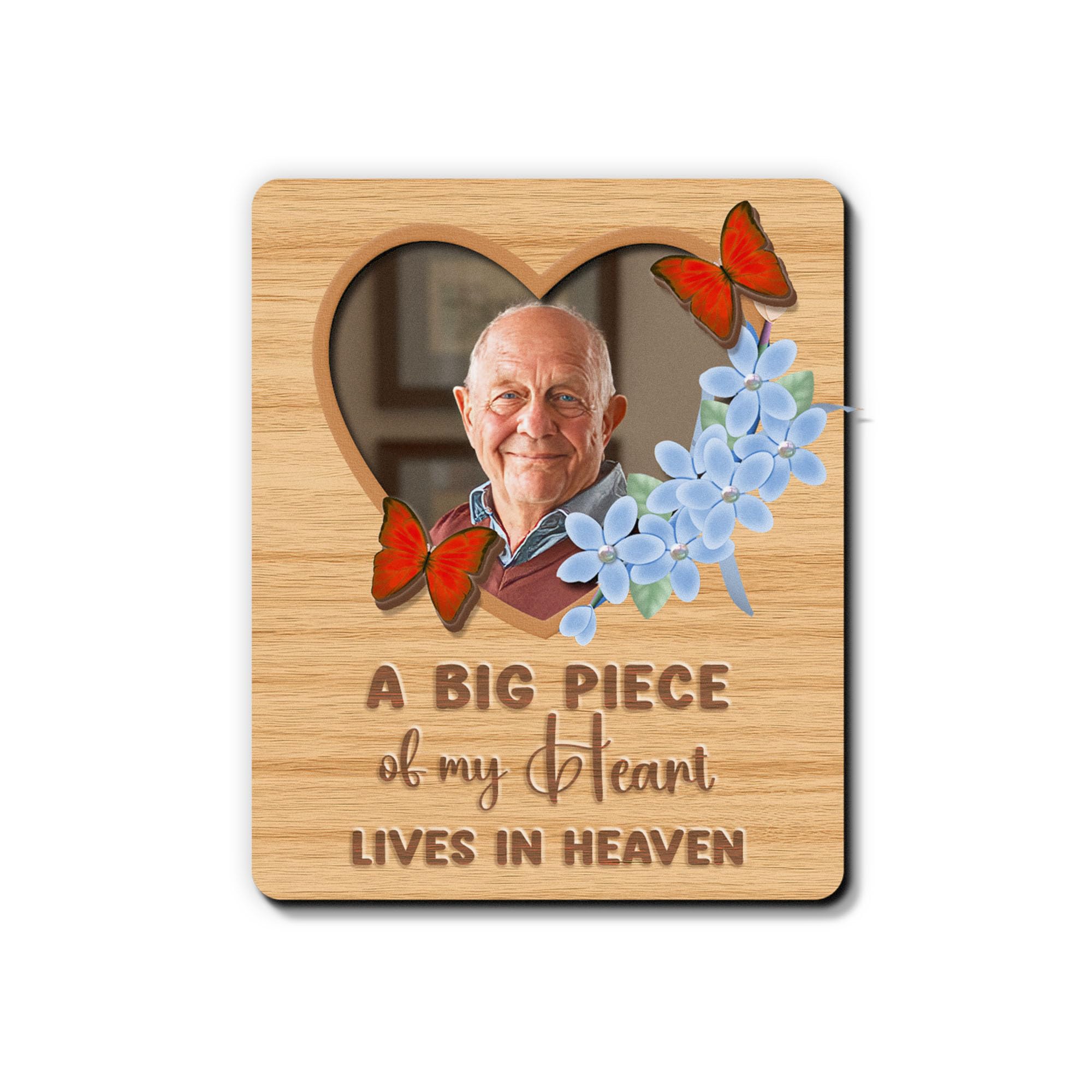 GIFTELIX Magnetic Picture Frames - A BIG PIECE OF MY HEART - Memorial Sympathy Magnetic Frames for Loss of Loved One - Bereavement Grief Gift for Loss of Family- Daily Remembrance Magnet Photo Frame