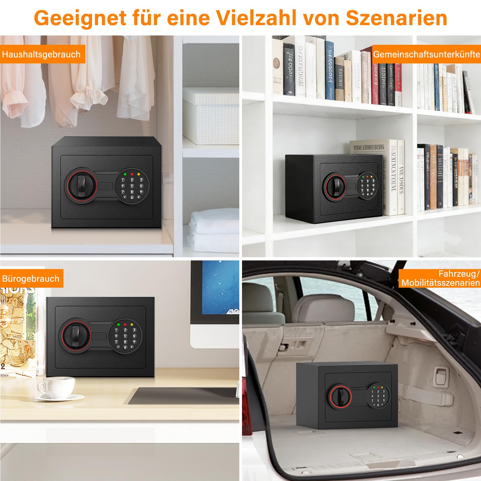 Mini Safe Tresor mit Zahlenschloss Schlüssel, MöBeltresor Klein mit Feuerfeste Tasche, Kleiner Tresor für Zuhause Sicherheitssafe,Tresore Kinder für Geld Medikamente Wertsachen Bargeld