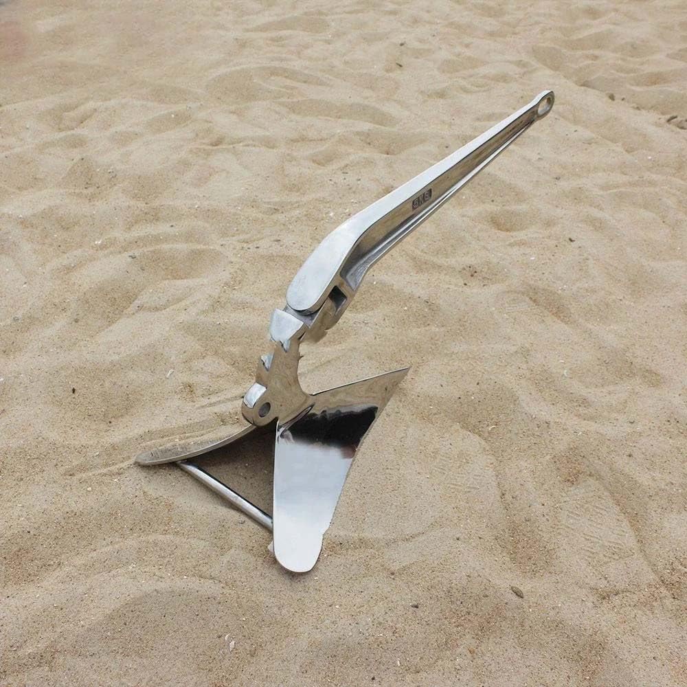 Ancora per aratro in acciaio inox, 5 kg, con elevata capacità di tenuta per sabbia, fango ed erbacce, design compatto per gommoni, barche a vela e kayak